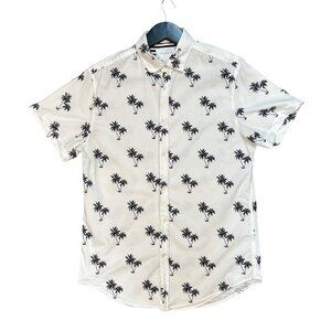 (5 for $25) Denim & Flower Ricky Singh Palm Tree Print Button Front Shirt